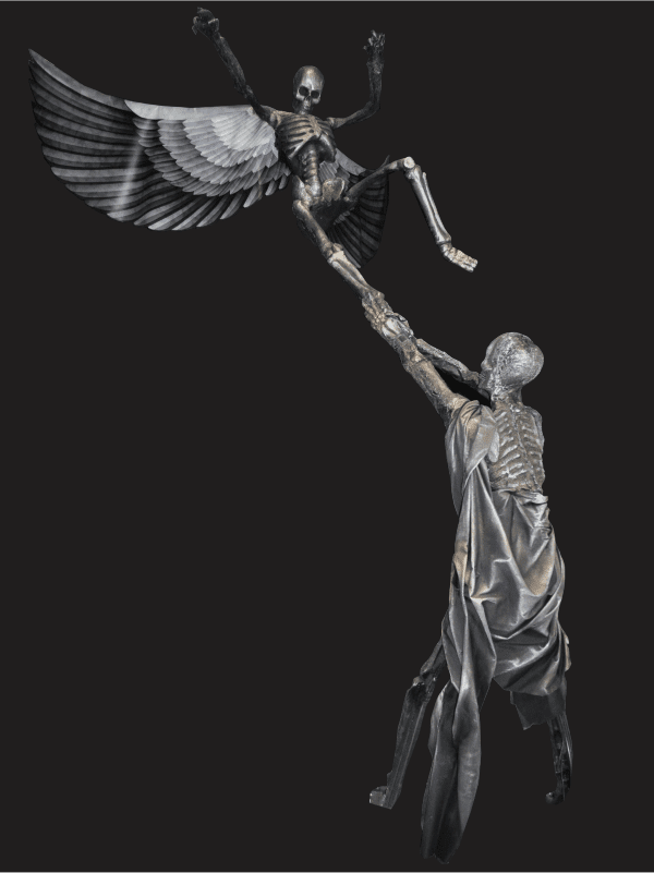 SKEL117-Flying Skeleton Sculpture