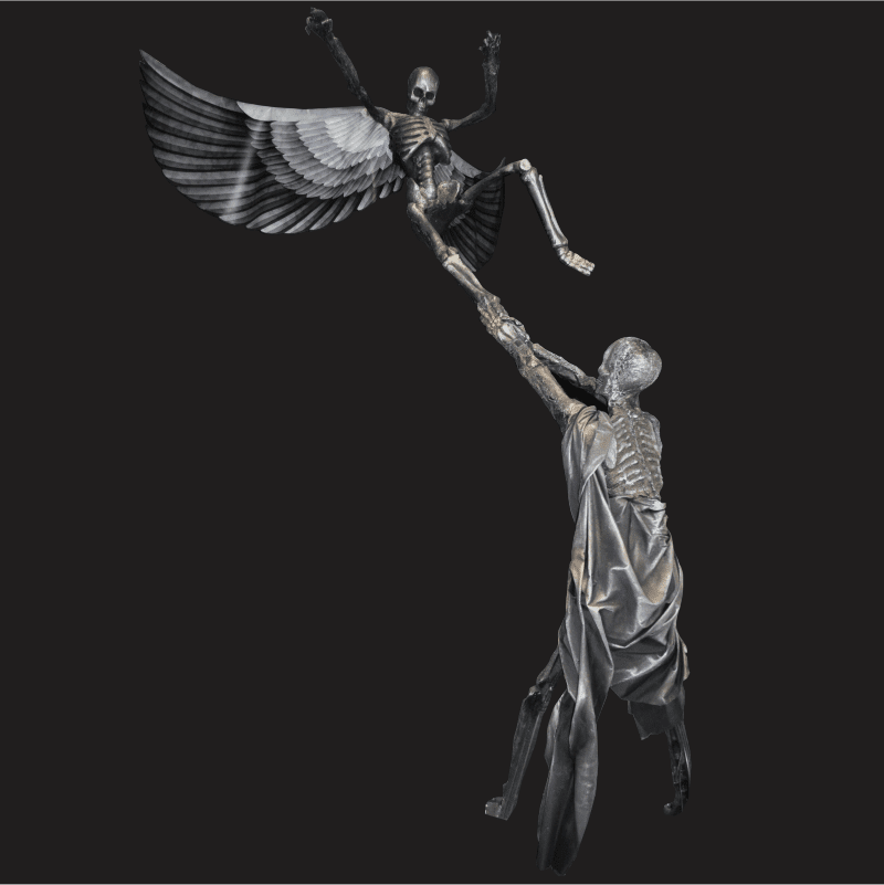 SKEL117- Flying Skeleton Sculpture