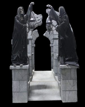 ARCH106CS- Arched Footbridge Reaper Holding Lantern - Static