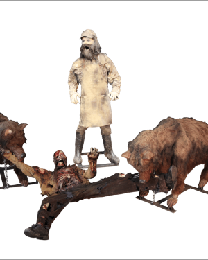 WOLF116- Guy Holding Dogs