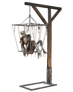 SKEL121- Animated Skeleton in Hanging Cage (Style 2)