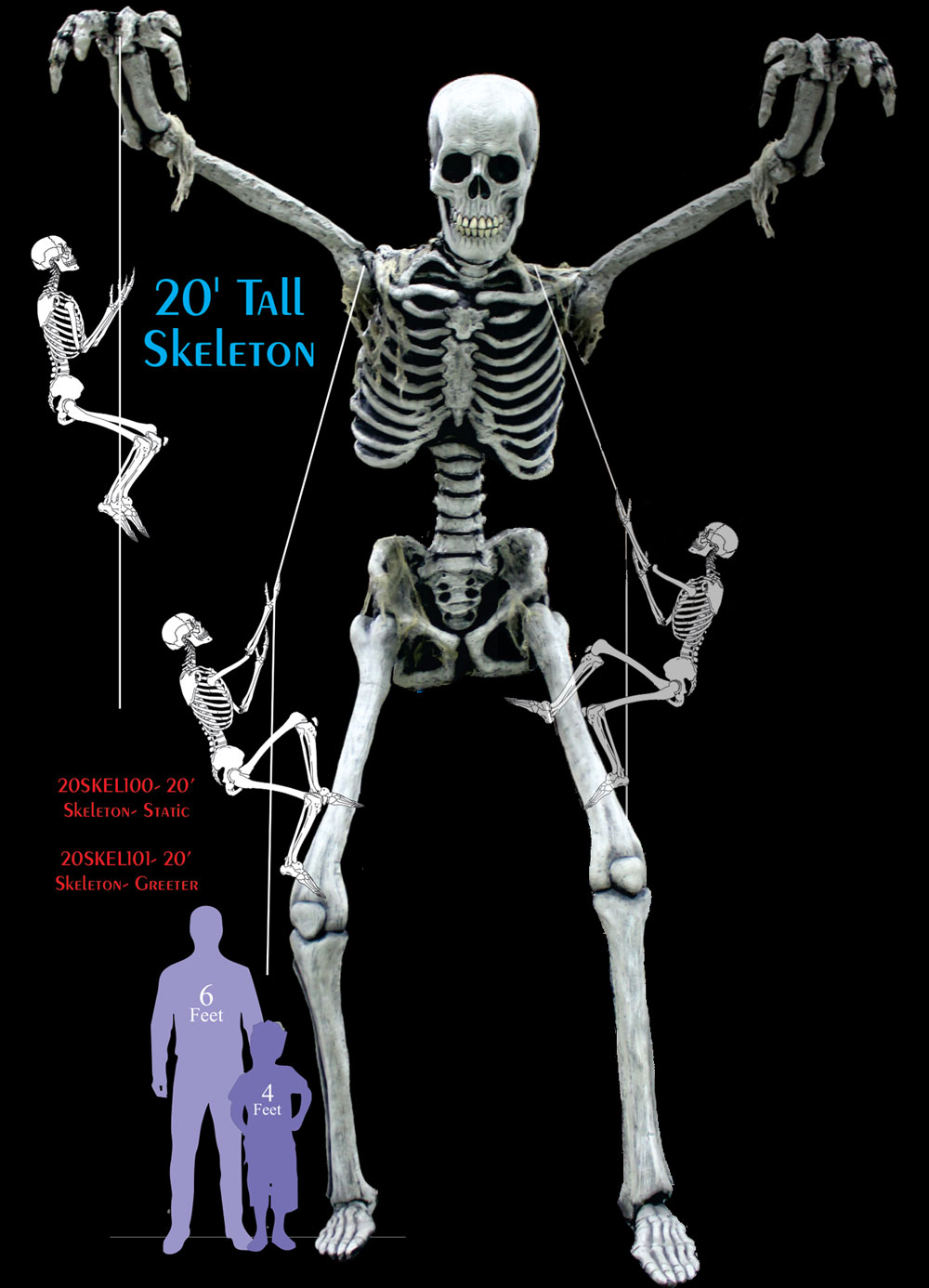 20’ Tall Skeleton Spectacle – Static or Greeter